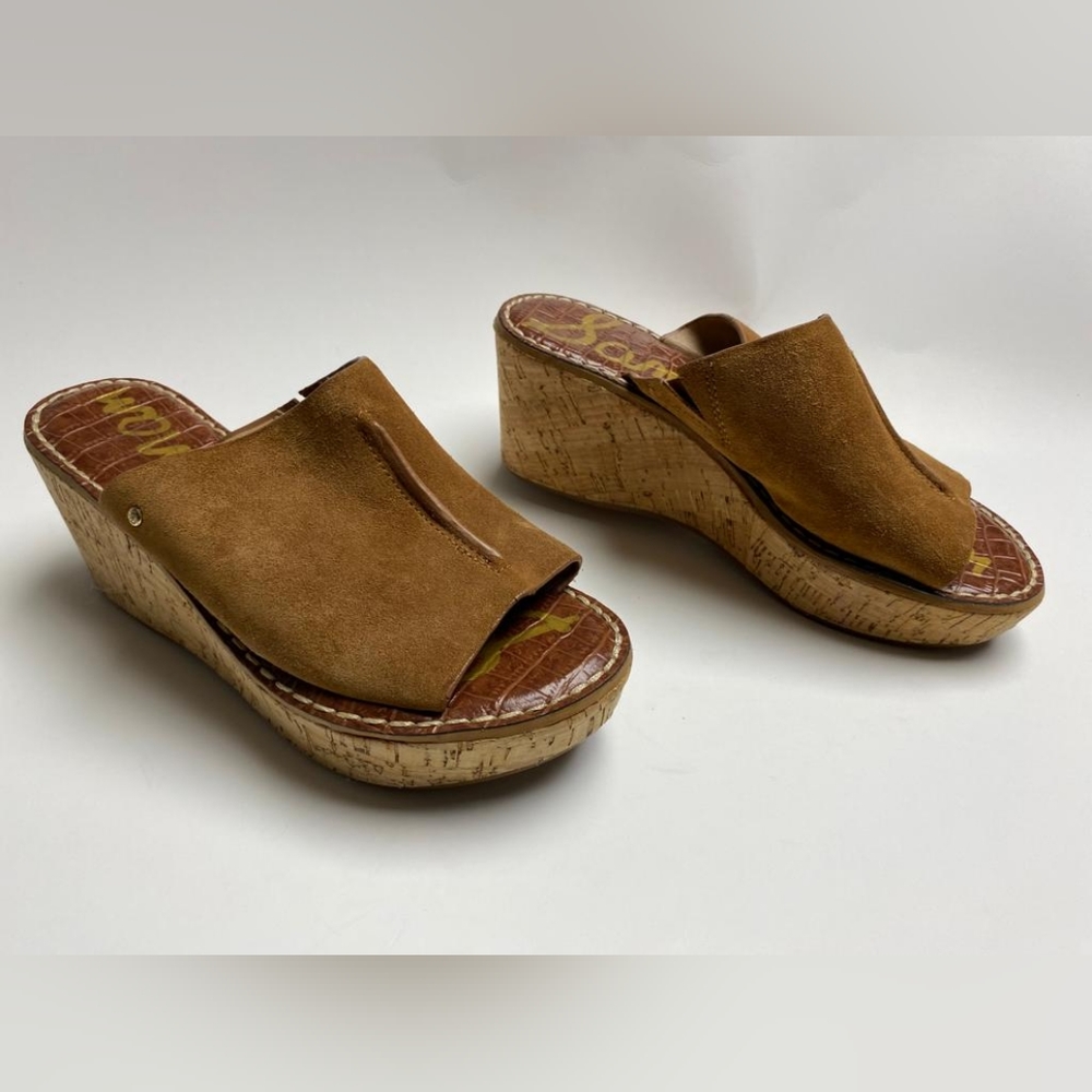 Sam Edelman Ranger Womens Wedge Color Brown Leather Upper sandals Slip-on  6M